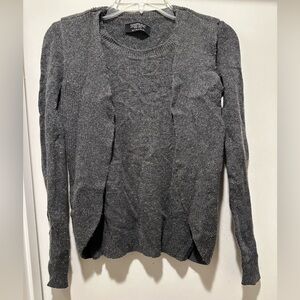 All Saints Charcoal Gray Women's Sweater w Attached Cardigan Size 0